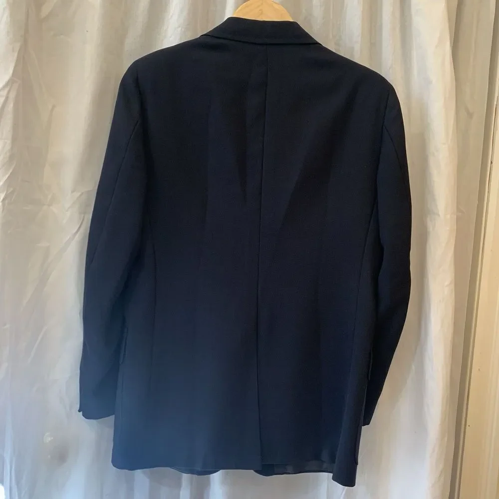 EUC Vintage Stanley‎ Blacker Sport Coat Mens 40 Blue Gold Button Wool Blazer